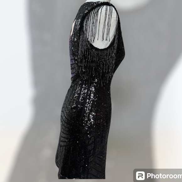 NWT superdown Carly Fringe Sequin Mini Dress Black S Party Event Glam - Picture 6 of 11